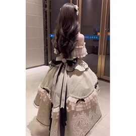 黑杏前短后长lolita连衣裙氛围感优雅气质重工生日成人礼公主裙