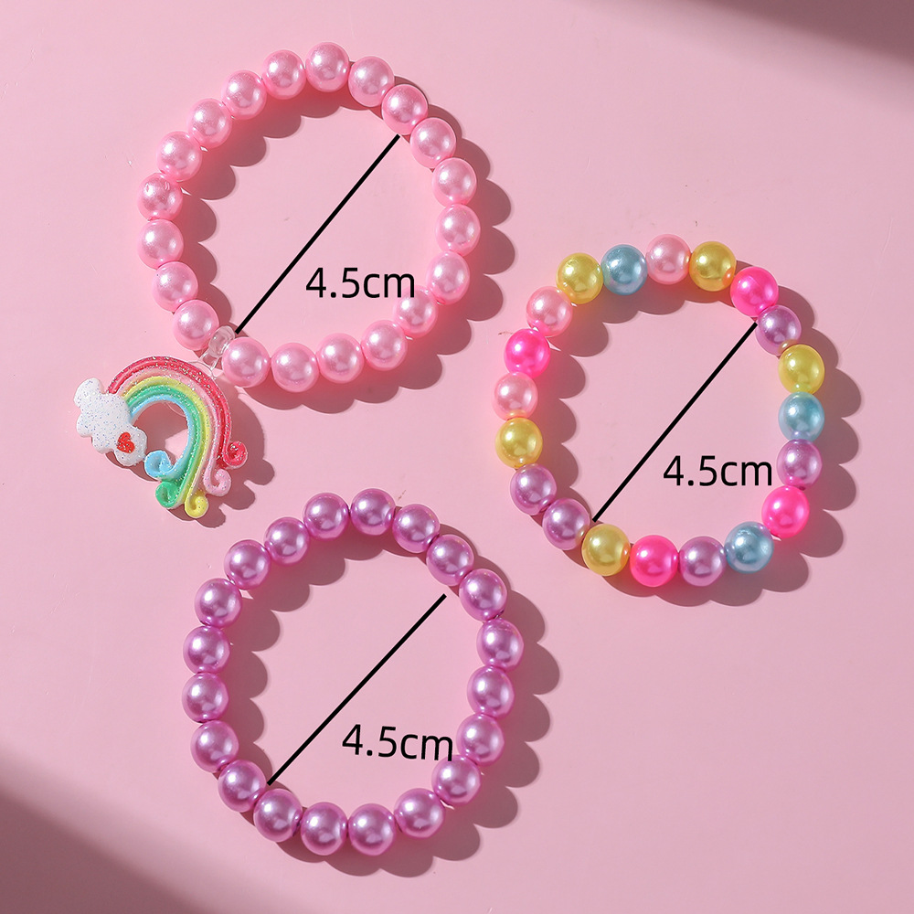 Colorful String Beads Acrylic Simple Rainbow Bracelet Set