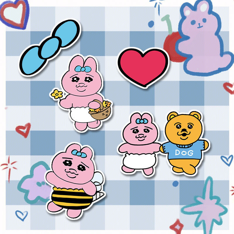 日系搞怪粉兔内裤兔兔裤头兔opanchu 表情包防水手账手机壳贴纸|undefined