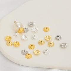 久不掉色真金電鍍圓形鍋蓋花托7mmDIY珍珠手鍊隔片花帽硃砂托