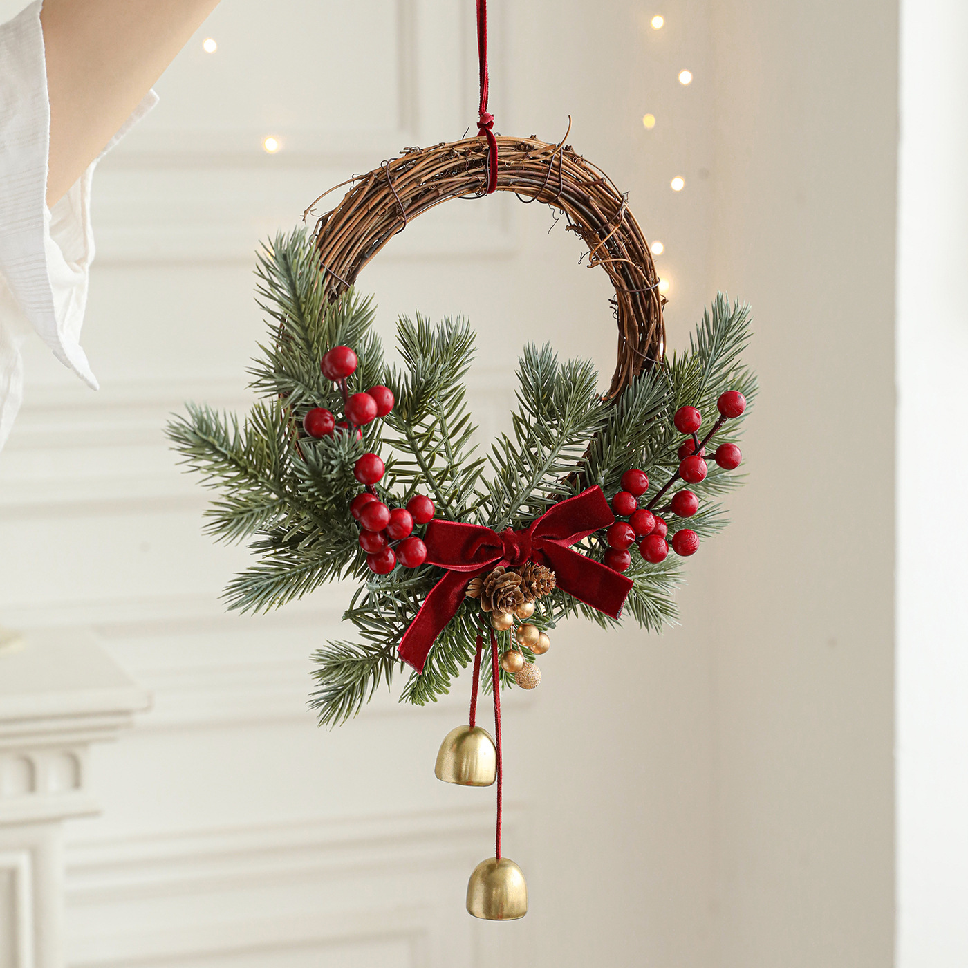 Nuevo cross-border de navidad corallas de caña arco de arco de arroz de fruta roja puerta colgante ventana de Navidad decoración colgante