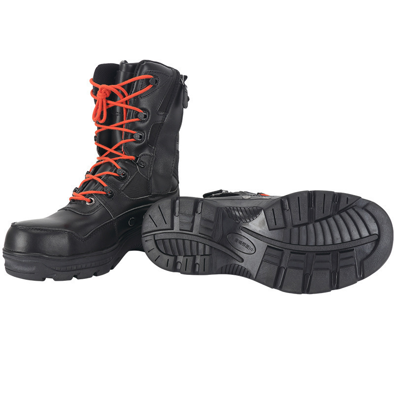 消防抢险救援防护靴防砸防穿刺训练鞋高帮牛皮抢险救援靴