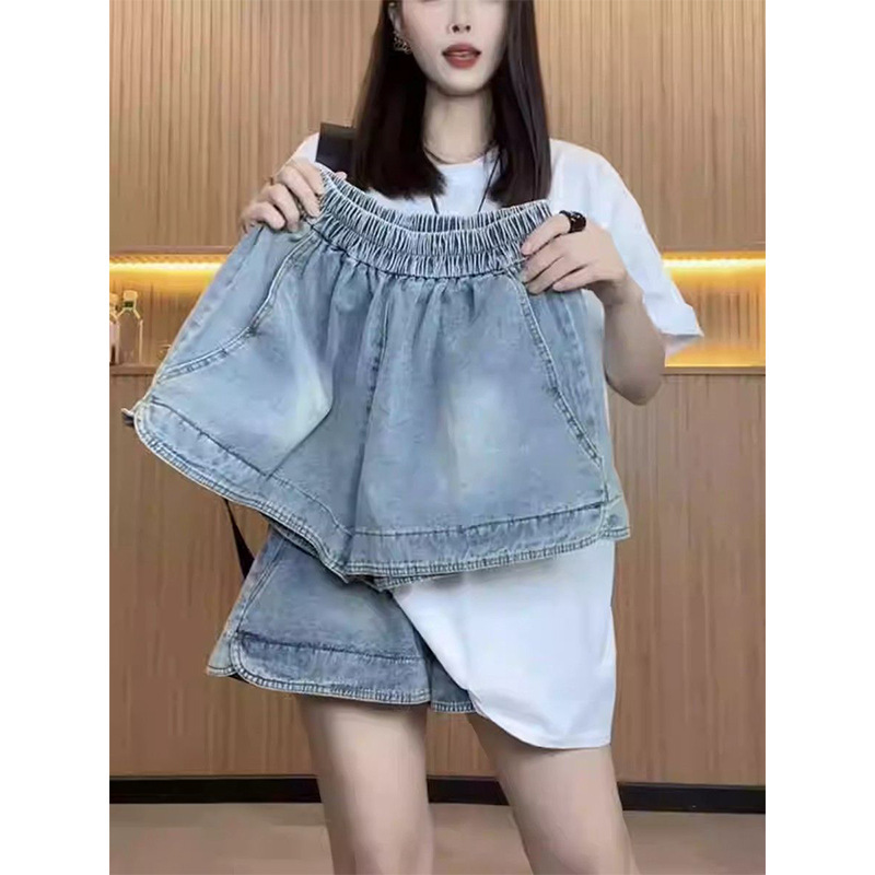 Korean Style Elastic Waist Denim Shorts for Women 2026 Summer Thin Loose High-Waisted Slimming Plus Size A-Line Wide-Leg Hot Pants Korean Style Elastic Waist Denim Shorts for Women 2026 Summer Thin Loose High-Waisted Slimming Plus Size A-Line Wide-Leg Hot Pants