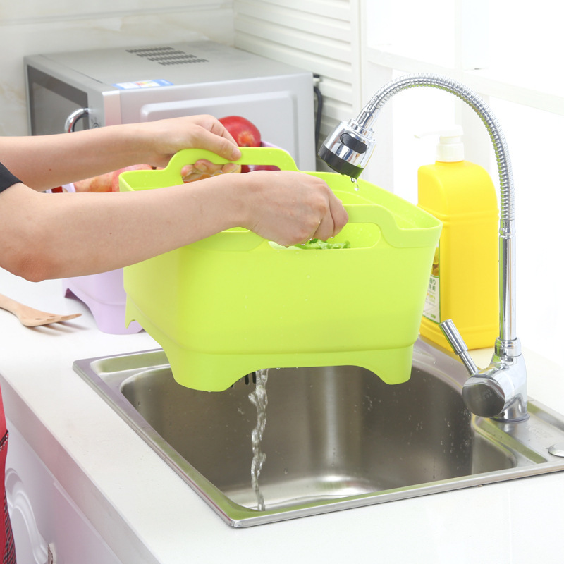 メーカー卸売り欽プラスチック移動水槽北欧四色果物野菜枠多機能排水収納かご|undefined