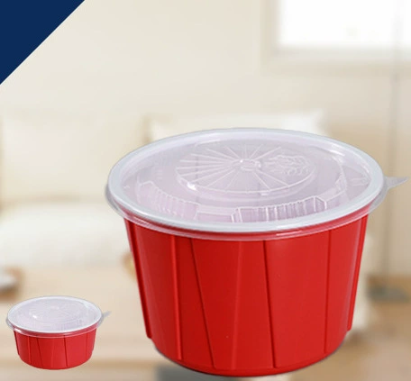Одноразовая миска Коммерческая суповая миска Домашняя еда Красная красная миска пластиковая ланч-бокс