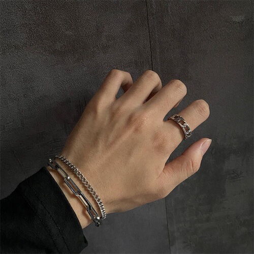 Japanese and Korean multi-layer retro punk style titanium steel women's chain bracelet, Ins fashion, trendy, versatile, personalized bracelet accessories, wholesale