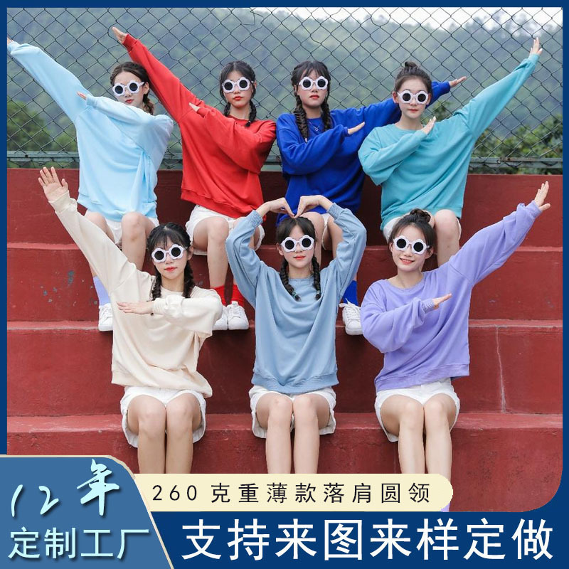 Round Neck Sweatshirt Workwear Clothing Pullover Spring and Autumn Thin Style Loose Fit Drop Shoulder Logo Printed Summer Polo Shirt Custom-Made