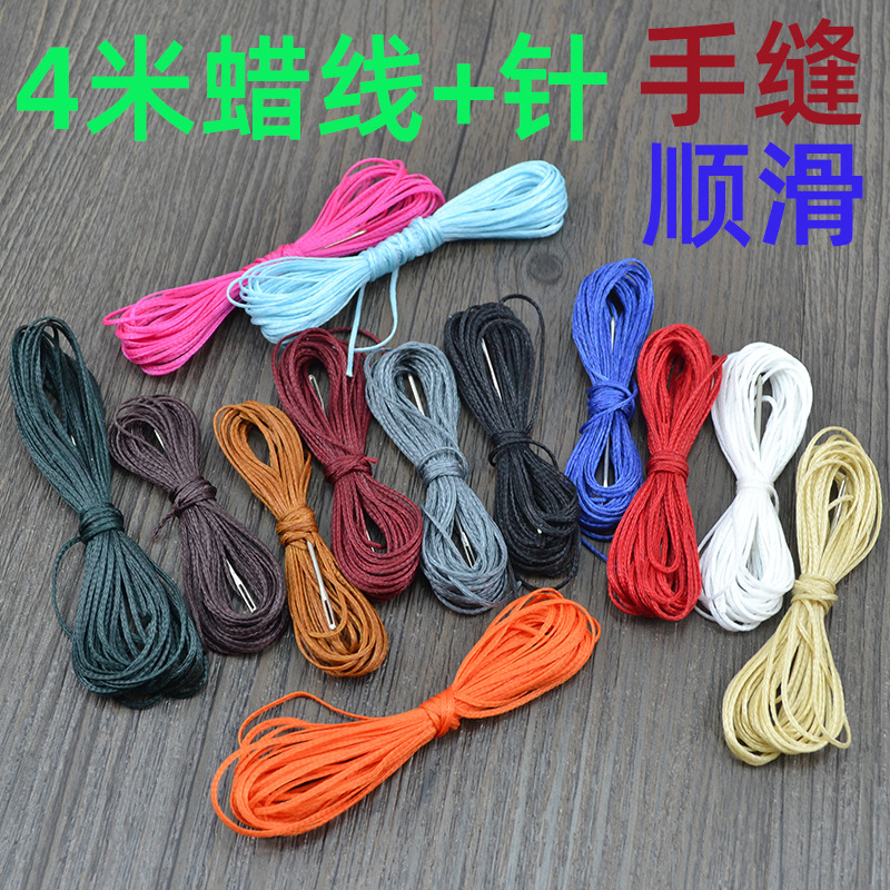 Hand-Stitched Steering Wheel Cover Sewing Kit DIY Nylon Flat Waxed Thread Round-Headed Needle 4m Long Set Sports Style
