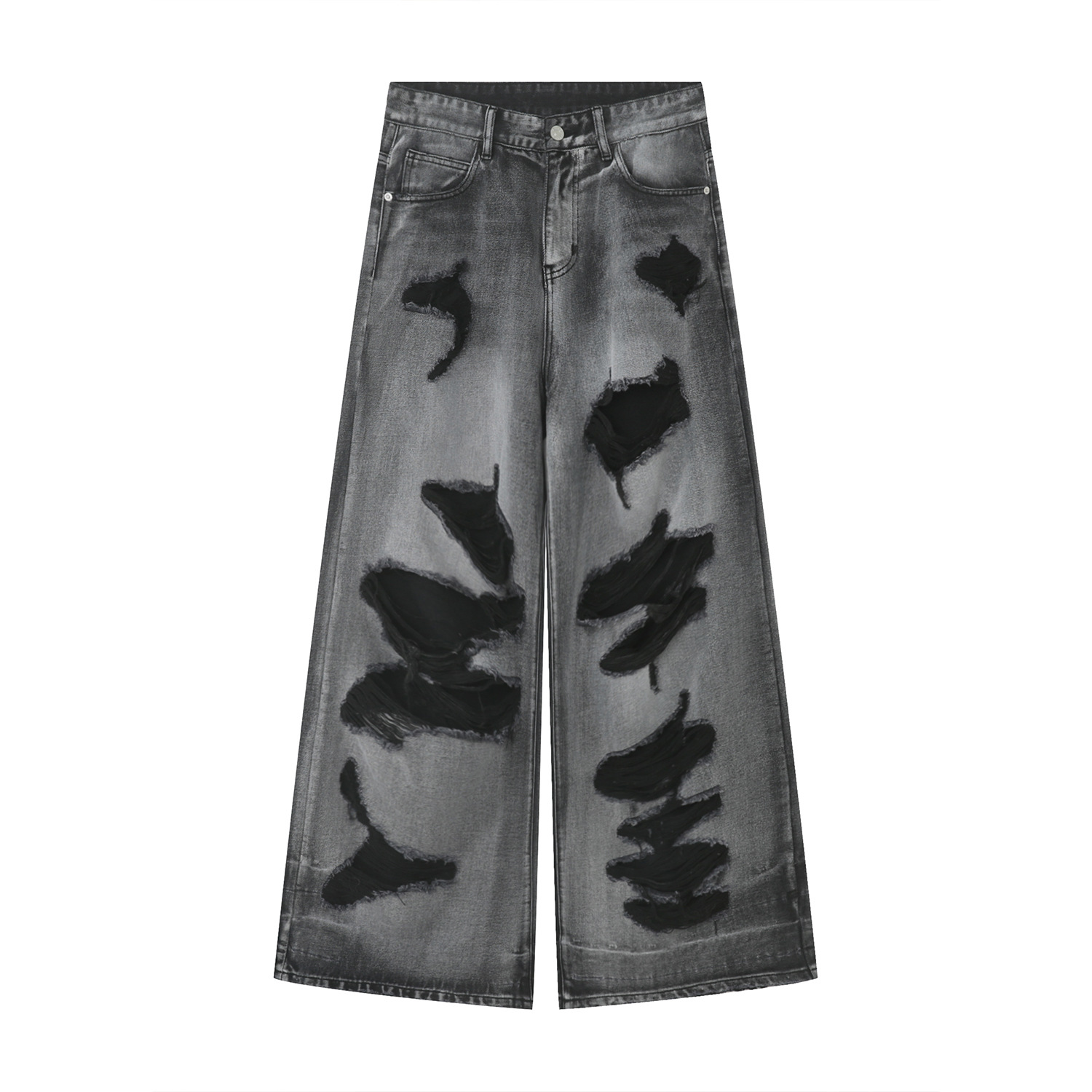 Nirben Denim | Ripped wide-leg Jeans para hombres 2023 Nuevos pantalones trapeadores rectos sueltos de High Street Vibe