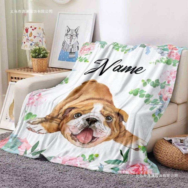 フランネルブランケット DIY 名前動物犬プリントスローブランケットキャラクター旅行ポータブルキルトクロスボーダー工場卸売|undefined