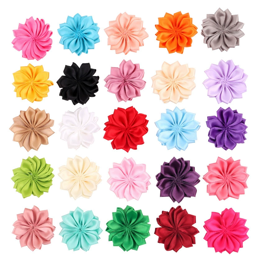 4cm многоугольный цветок полиэстер с лентой ручной сшитой цветочный аксессуар DIY головной убор обувь шапка аксессуары для одежды в наличии