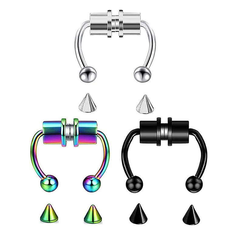 Magnetic Nose Ring Stainless Steel, 10/12 mm, Magnetic Closure, Multiple Colors