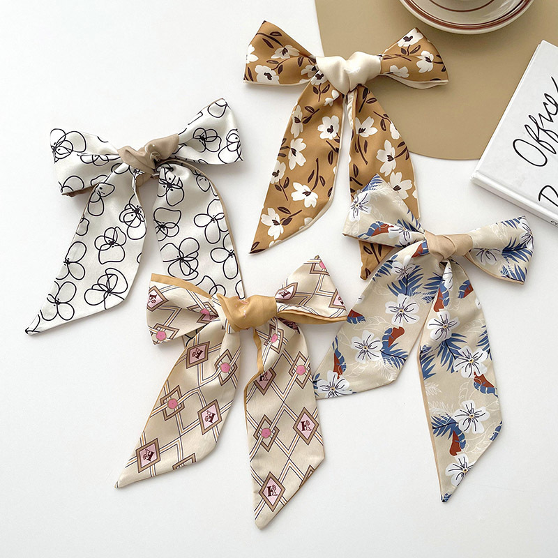 Color caqui desnudo larga bufanda pequeña bolsa de corbata de pelo decorativo del todo fósforo de las mujeres con cinta de regalo de mano banda de pelo pequeña bufanda