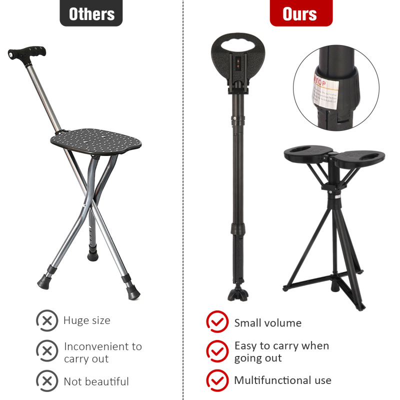 Amazonの新しい登山杖航空アルミニウム多機能折りたたみ杖スツール屋外登山ポータブルフットレストアーティファクト|undefined