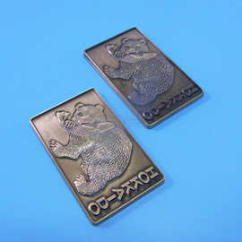 锌合金方形纪念币定制 3D浮雕动物卡通纪念币 仿古钥匙扣挂件定做