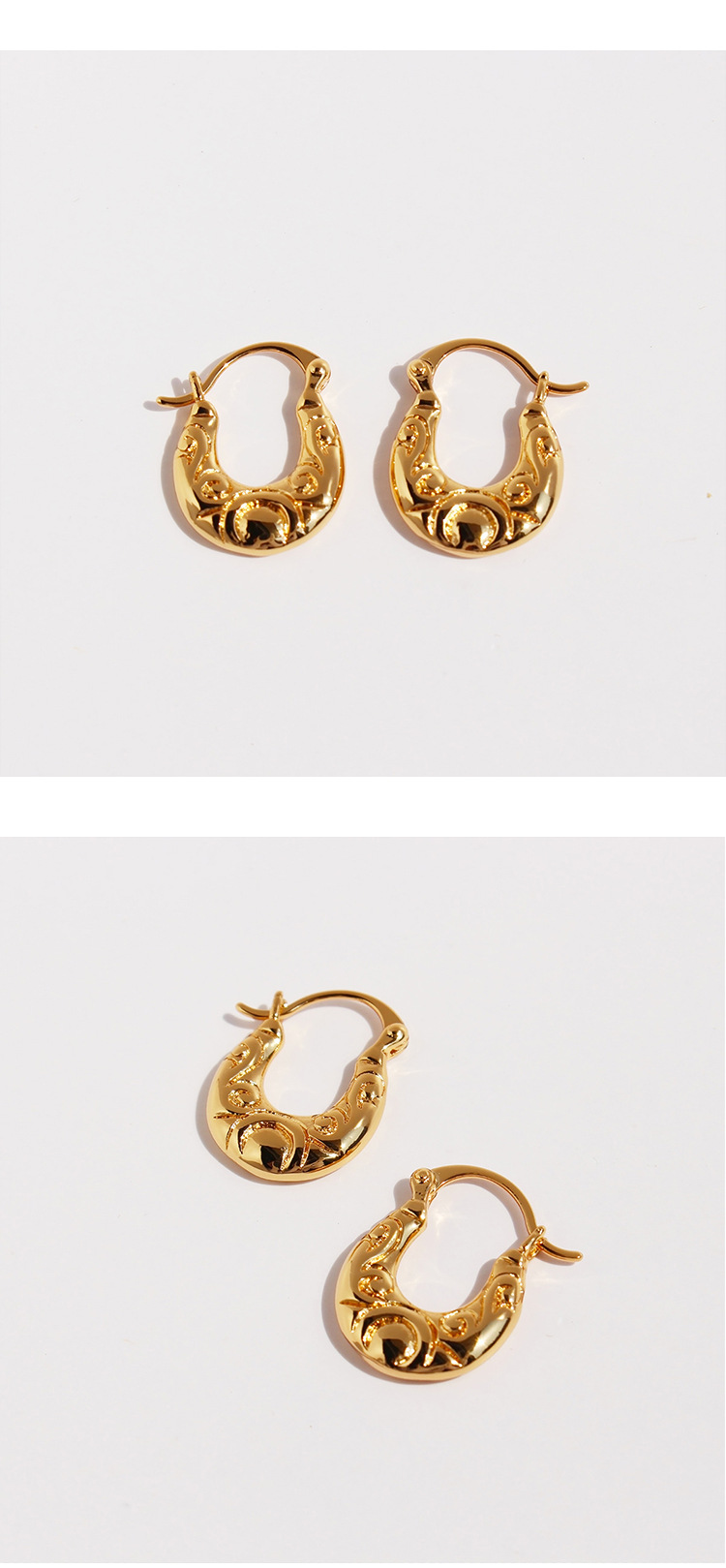 1 Paar Einfacher Stil Klassischer Stil U-Form Konstellation Überzug Messing 18 Karat Vergoldet Ohrringe display picture 3