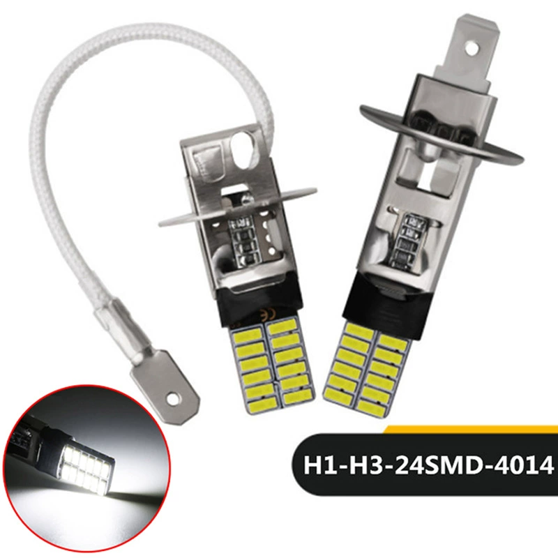 Автомобильные светодиодные противотуманные фары H1 H3 4014 24smd постоянный ток декодирование супер яркие фары передние противотуманные фары пузырьки 12-24V