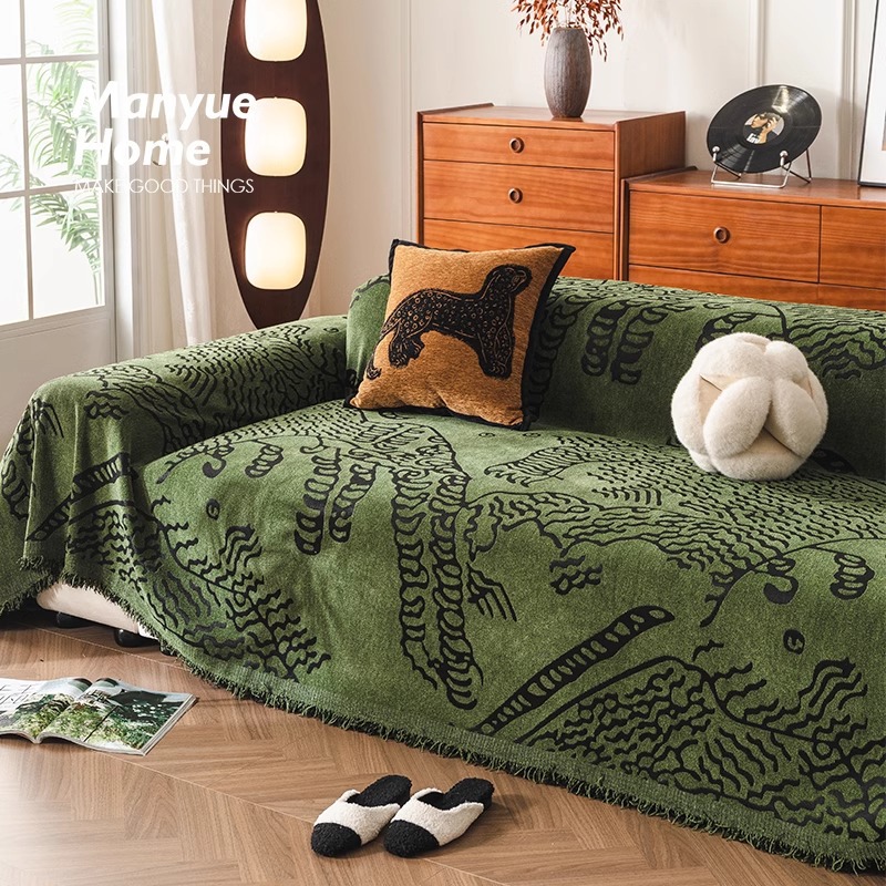 Oriental Tiger Style Light Luxury Antique Sofa Towel Chenille Living Room Sofa Cover Cloth Towel Anti-cat Scratch Sofa Cover