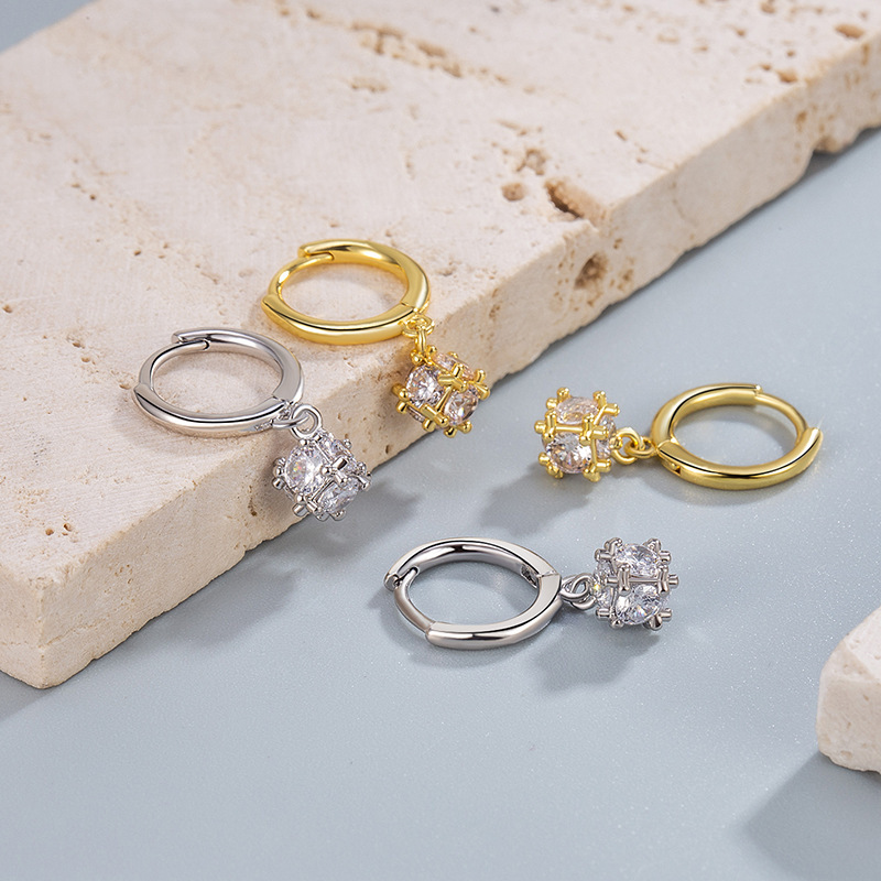 Sparkling Small Ball Earrings for Women, Small, Simple and Versatile Zircon Earrings, Cross-Border Light Luxury Trend Women's Earrings Wholesale Factory