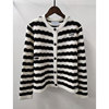 Small fragrant home 22 New products T-shirts Cardigan coat classic stripe design temperament Korean Edition Self cultivation sweater Sweater