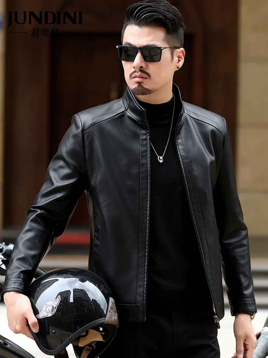 Мужская кожаная куртка среднего возраста, куртка с воротником-стойкой, мужская повседневная куртка из искусственной кожи среднего и пожилого возраста, папа, весенний Топ, цельная доставка