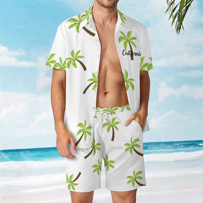 26 Years of Experience in Amazon, Aliexpress, and Independent Websites, New European and American Style Summer Men's Hawaiian Beach Short-Sleeve Shirt Set