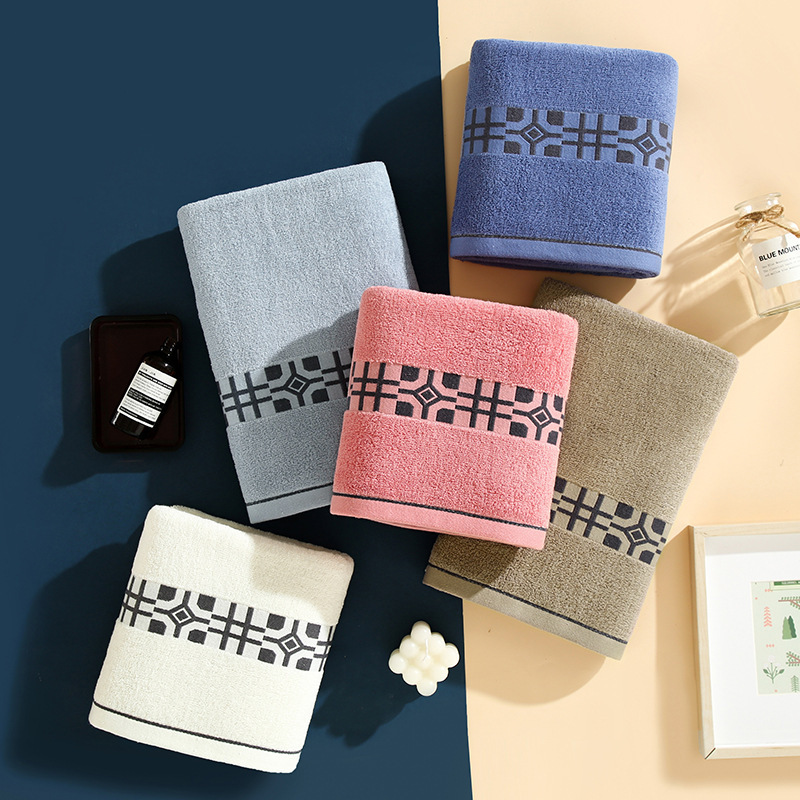 Factory supply 350g plain cotton thickened bath towel pure cotton absorbent home day holiday gift LOGO embroidery
