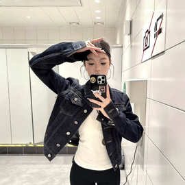 现货美式复古解构质感牛仔外套女春秋款廓形修身显瘦小众工装夹