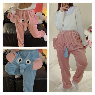 Winter Flannel Popular Single Pants, Warm Pajamas, Home Clothes, Women's Warm Pants, Outer Wear Pants, Home Leisure