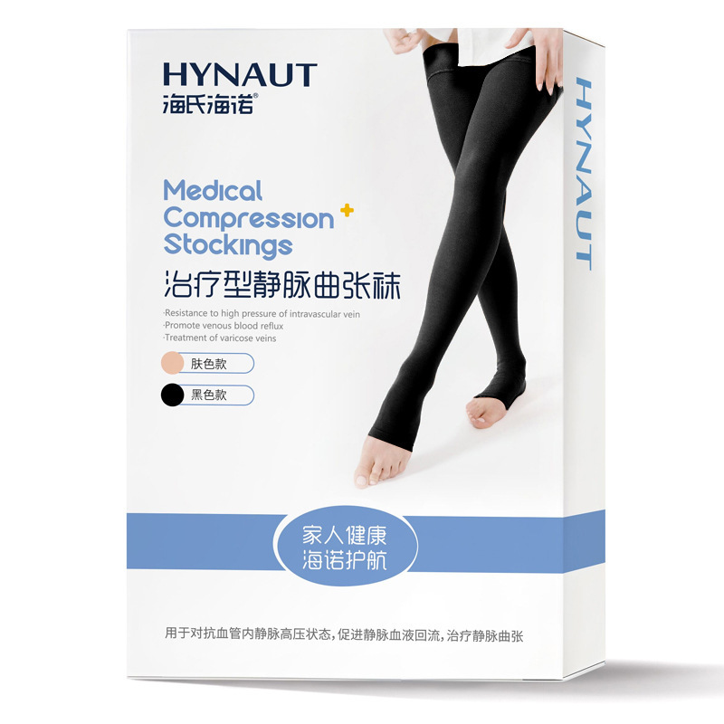 하이노 하이누오 치료용 하지정맥류 양말 [M] [긴 튜브] [오픈토/블랙 뉴 스타일]—1박스