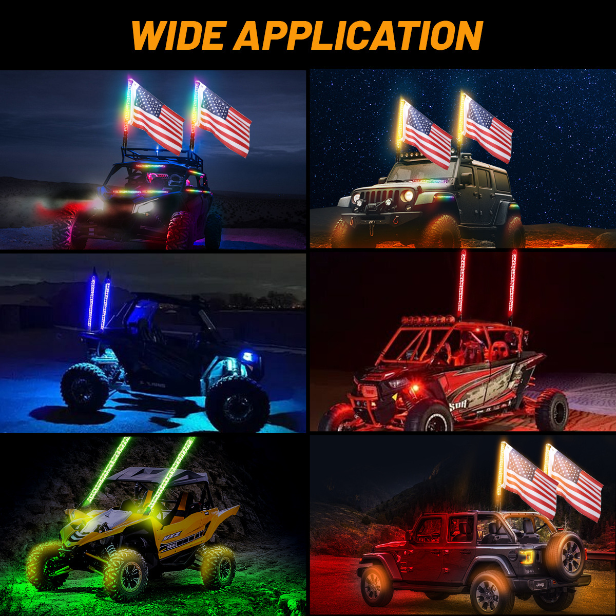 Off-Road Vehicle Atv Led Flagpole Light Rear Trunk Warning Light Car Spiral Running Light Decorative Light Suv Antenna Light
