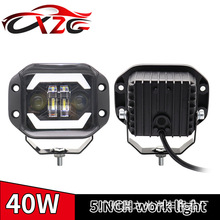 5寸汽车led工作灯牧马人越野车天使眼方形射灯镶嵌式前杠中网雾灯