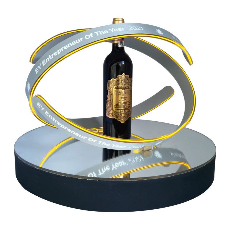 三维立体发光展示架RGB360度旋转红酒展示架晚会现声桌面食品展架