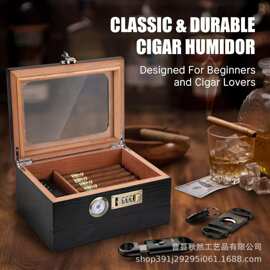 跨境木质雪茄盒带抽屉男士香烟雪茄收纳盒家居密封雪茄保湿盒烟盒