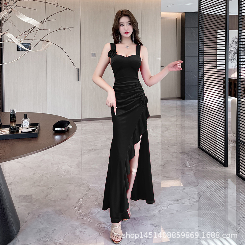 Night General Store Sexy dress Long Evening Dress Pure Slim Look Slim Long Dress Split Night Work Clothes