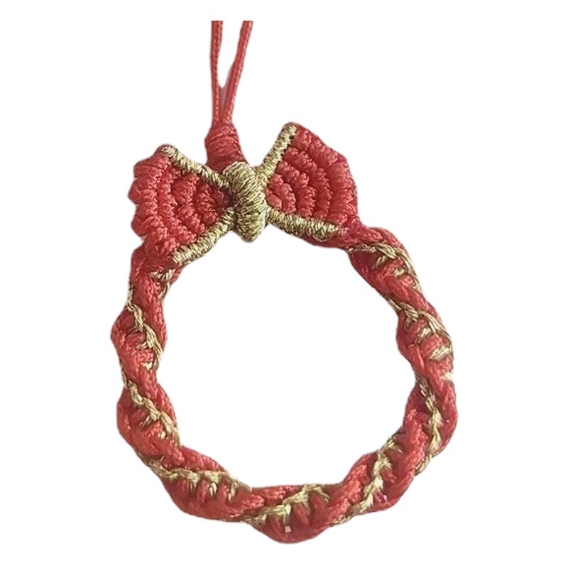 2021 Bowknot Phone Strap Handmade Woven Personalized Zodiac Year Gold-Edged Christmas Wreath Wholesale Versatile