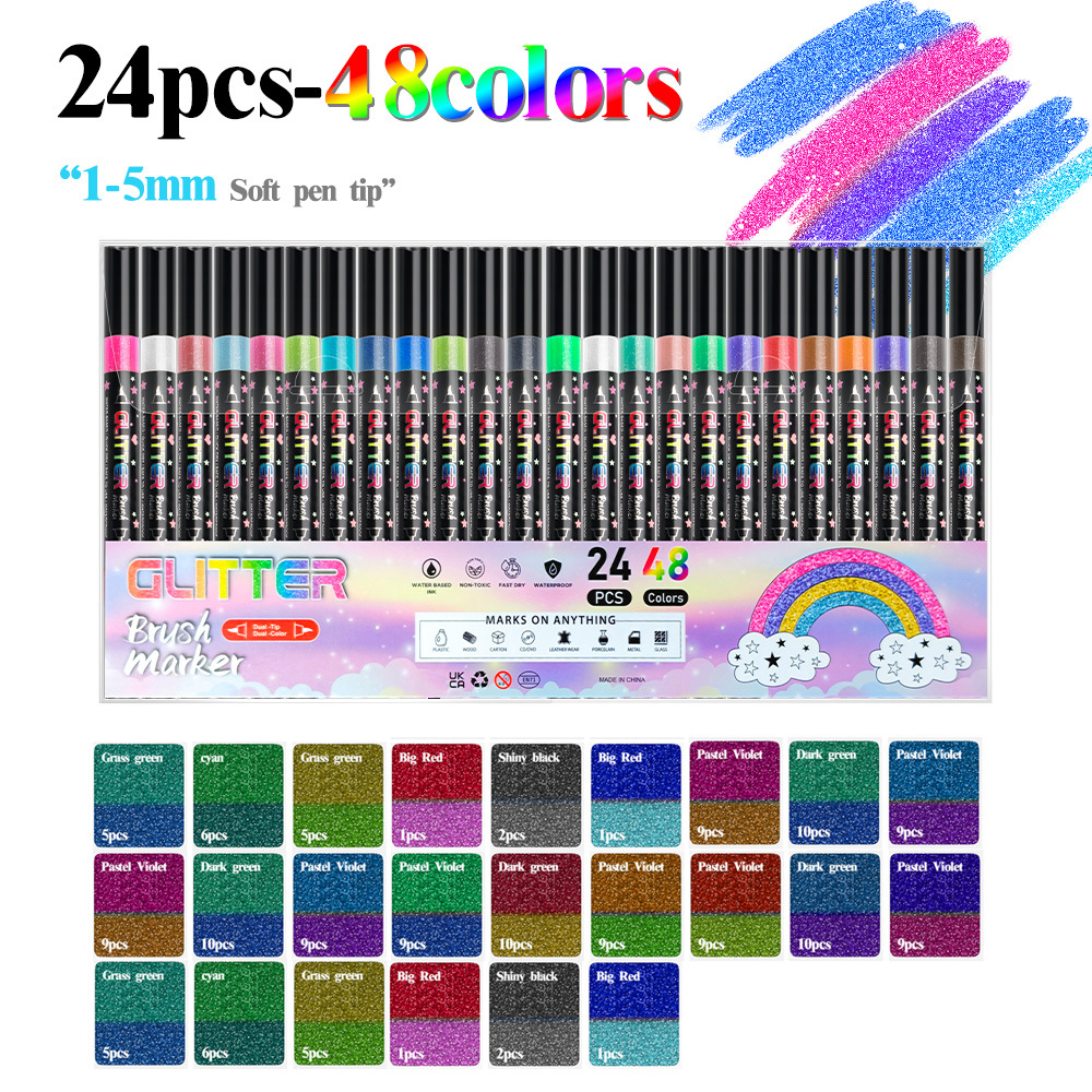 Nuevo juego de bolígrafos intermitentes de dos colores de dos cabezas para niños