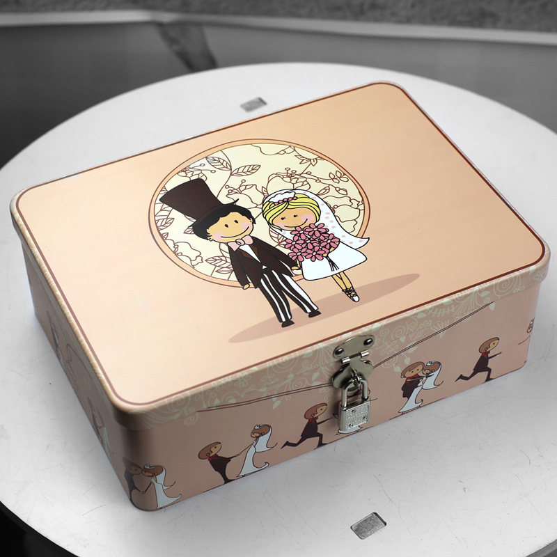 Fábrica en stock al por mayor caja de hojalata rectangular con cerradura de metal grande vintage caja de almacenamiento embalaje de regalo image 22