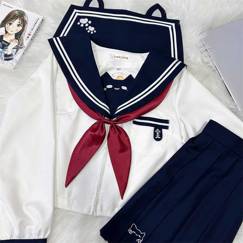 原创【改良白三本】jk制服水手服小猫咪可爱春夏学生装校园风日系