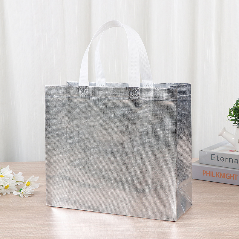 Bolsa no tejida láser, película recubierta de color, tela no tejida, bolsa de regalo de dulces de boda, ropa de mujer, ropa para niños, bolsa de compras, logotipo impreso