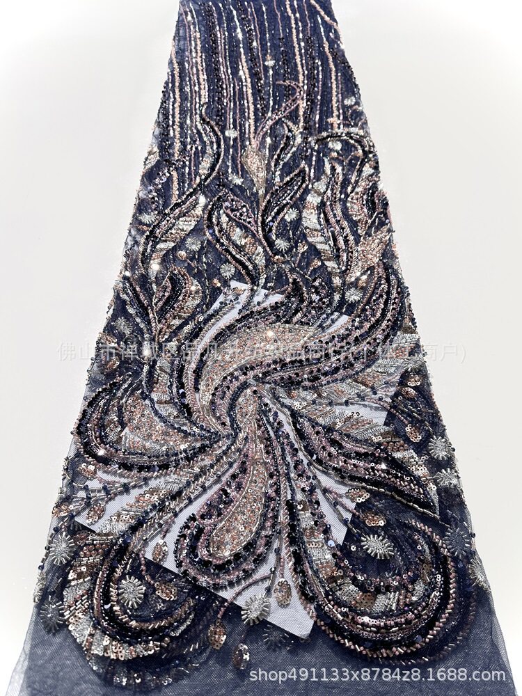 Pavilón europeo bordado tela de malla alfombra roja delgada vestido de desfile ligero lujoso vestido de fiesta de cumpleaños tela de noche
