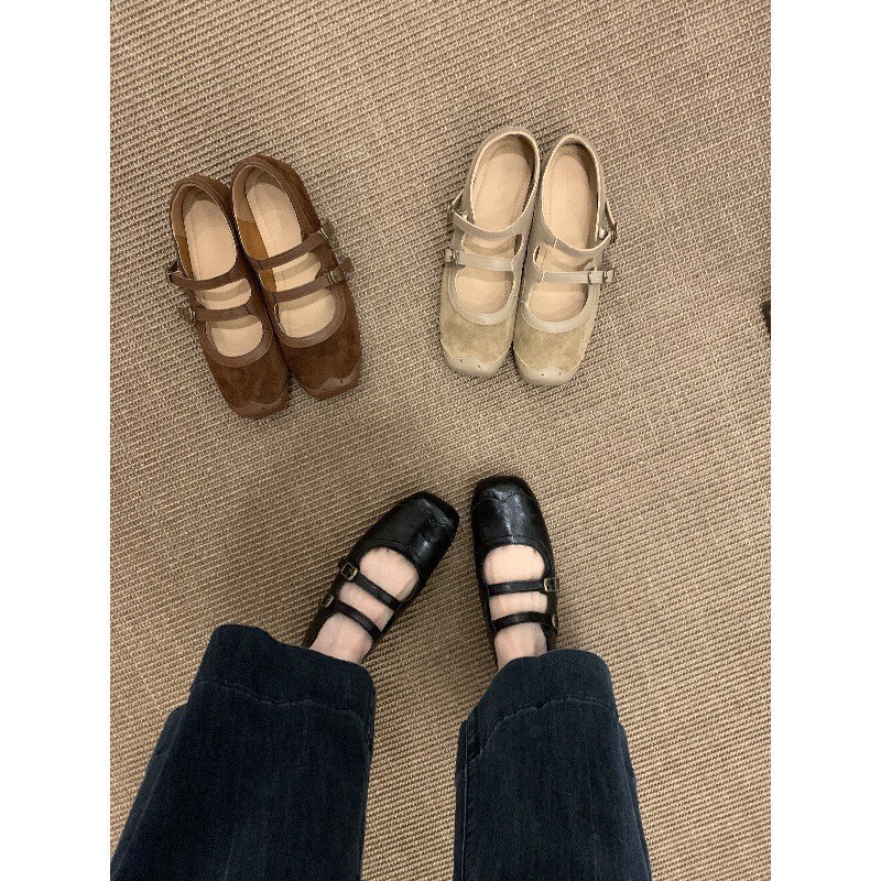 韩版小众设计平底玛丽珍鞋小皮鞋秋冬款法式复古双扣单鞋女鞋子|undefined