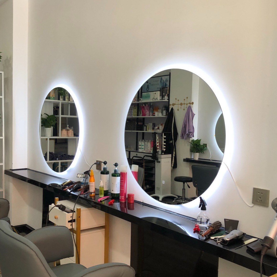 Espejo de Barbería, Soporte para Espejo de Salón de Belleza, Espejo Moderno para Tintes y Permanentes, Espejo de Pie de Cuerpo Entero para Peluquería, Estable.