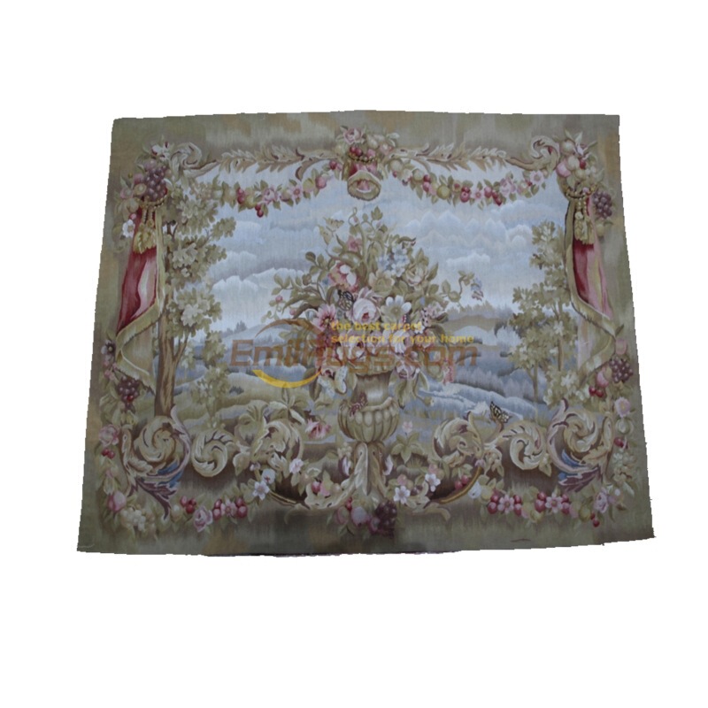 100% Wool Aubusson Embroidered Baroque Corridor Tapestry ​