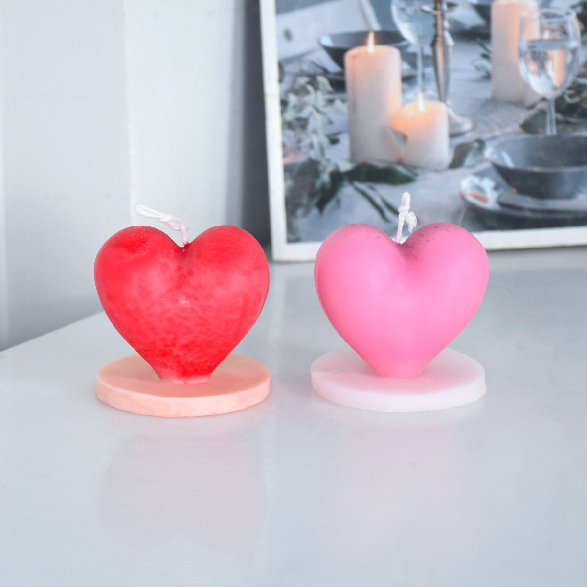INS Día de San Valentín amor con base aromaterapia vela herramienta decoración atmósfera yeso decoración molde de silicona al por mayor