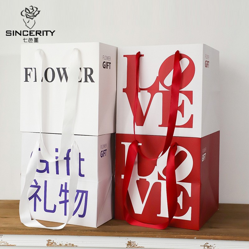 Flower Gift Bag Portable Flower Arrangement Bag Bouquet Gift Packaging Box Diy Material Flower Shop Floral Square Flower Box