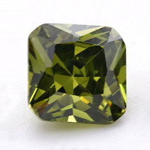 供应橄榄绿色倒角正方形锆石人造宝石 小八角方钻绿橄榄皓石裸石
