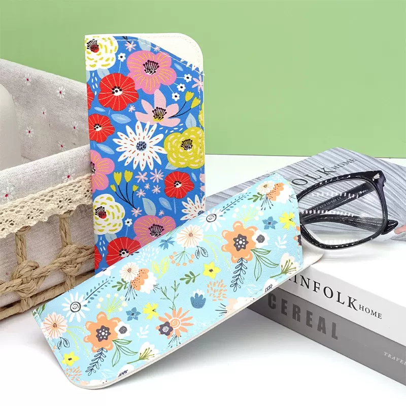 数码印刷眼镜袋彩色花花斜口袋便携式简约学生眼镜收纳袋