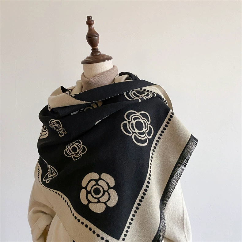 Mountain tea, cashmere winter scarf, universal warm cloak, high-quality style, Chanel style