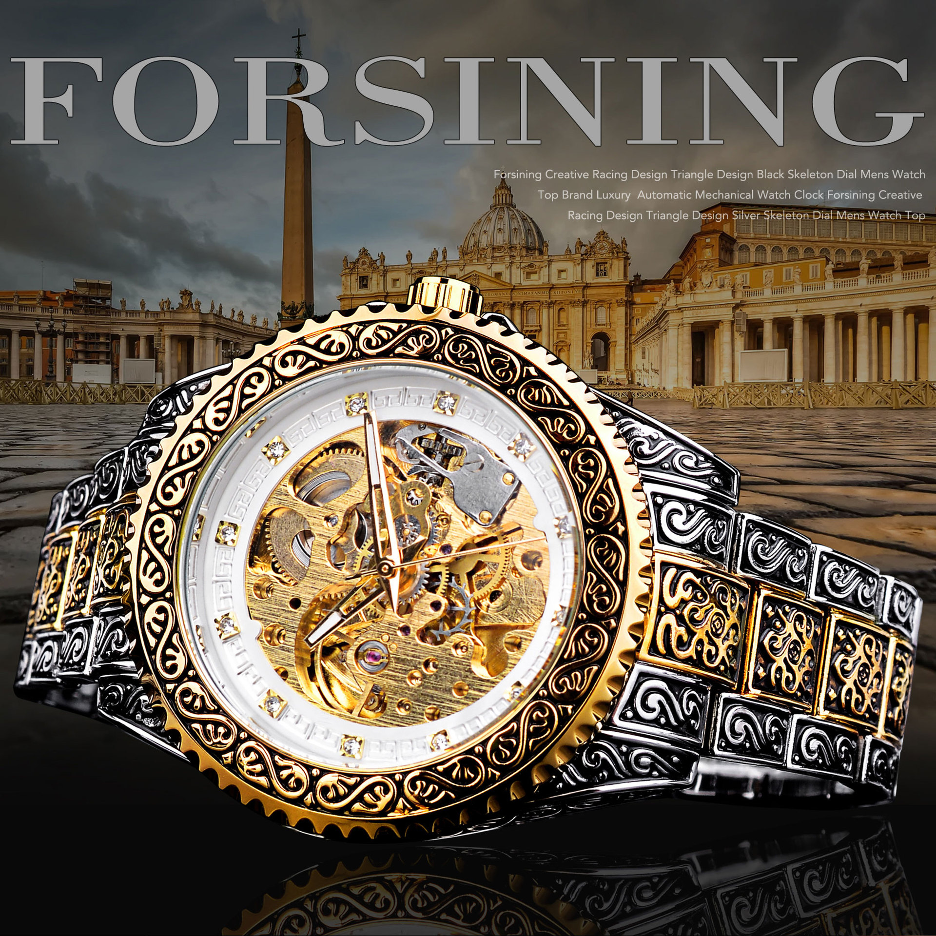 Forsining Automatic Mechanical Watch For Men Waterproof Skeleton_voghion.com